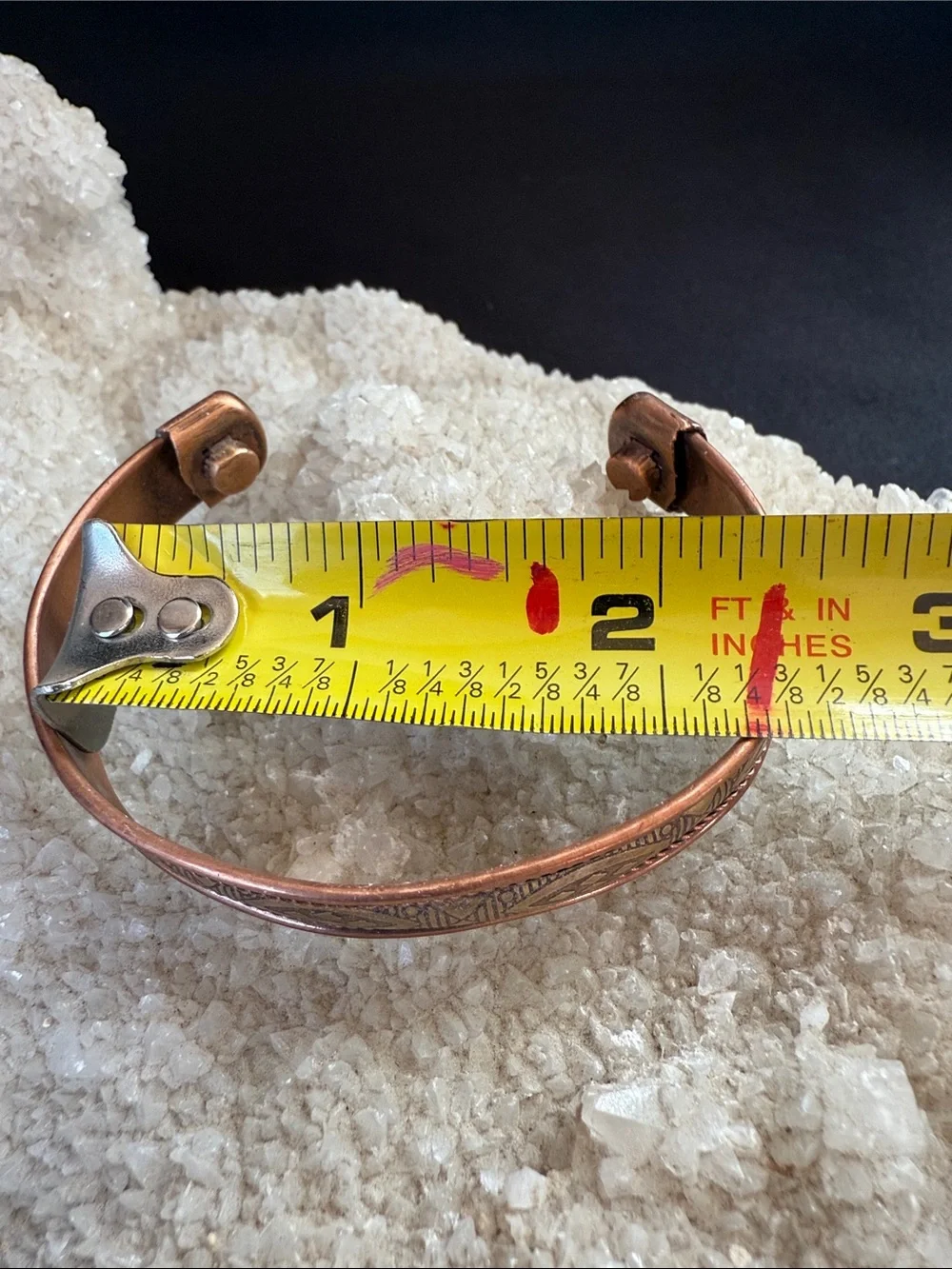 Vintage pure copper healing bracelet with Native American design.